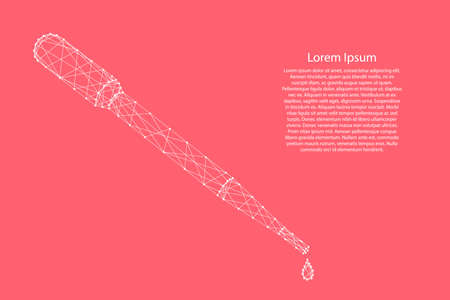 Pipette from abstract futuristic polygonal white lines and dots on pink rose color coral background for banner, poster, greeting card. Vector illustration.のイラスト素材
