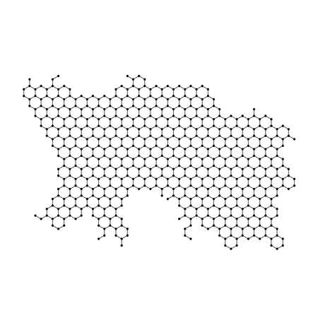 Jersey map from abstract futuristic hexagonal shapes, lines, points black, in the form of honeycomb or molecular structure. Vector illustration.のイラスト素材