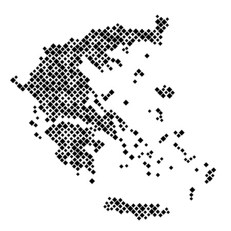 Greece map from pattern of black rhombuses of different sizes. Vector illustration.のイラスト素材