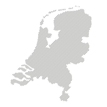 Netherlands map from pattern of black slanted parallel lines. Vector illustration.のイラスト素材