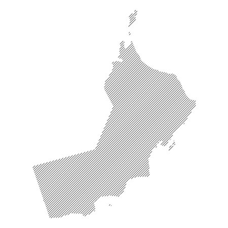 Oman map from pattern of black slanted parallel lines. Vector illustration.のイラスト素材