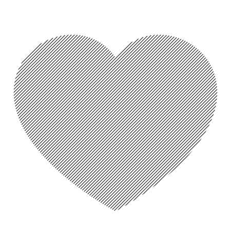 Heart is a symbol of love for Valentine's Day from pattern of black slanted parallel lines. Vector illustration.のイラスト素材