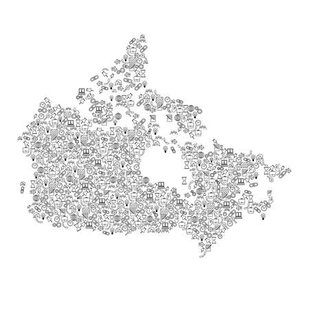 Canada map from black pattern set icons of SEO analysis concept or development, business. Vector illustration.のイラスト素材