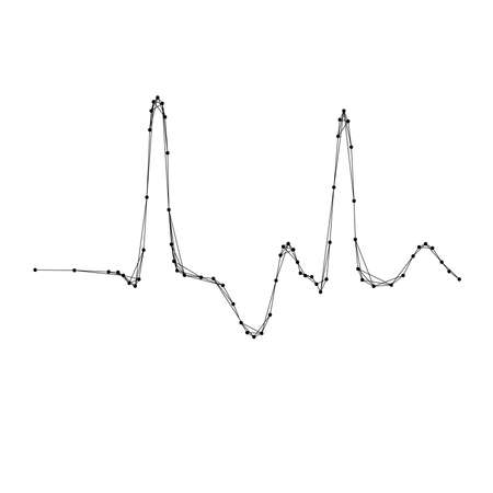 Cardiogram, wrong sinusoid from abstract futuristic polygonal black lines and dots. Vector illustration.のイラスト素材