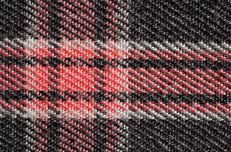 Fabric with checkered pattern red, background structure, , close-up macro viewの写真素材