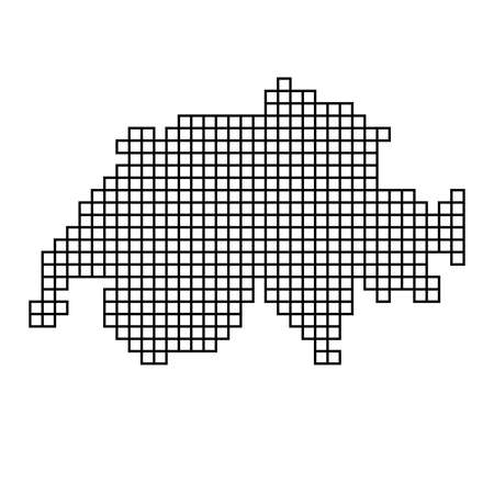 Switzerland map silhouette from black pattern mosaic structure of squares. Vector illustration.のイラスト素材
