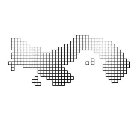 Panama map silhouette from black pattern mosaic structure of squares. Vector illustration.のイラスト素材