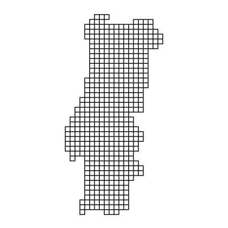 Portugal map silhouette from black pattern mosaic structure of squares. Vector illustration.のイラスト素材