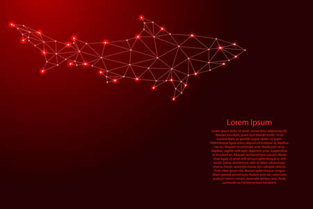Shark, silhouette from futuristic polygonal red lines and glowing stars for banner, poster, greeting card. Vector illustration.のイラスト素材