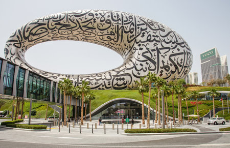 DUBAI, UAE - April 17, 2022: Museum of The Future, from the east side, at day.のeditorial素材