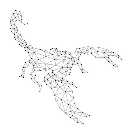 Scorpio, from abstract futuristic polygonal black lines and dots. Vector illustration.