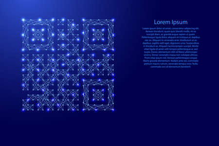 QR code arbitrary, icon from futuristic polygonal blue lines and glowing stars for banner, poster,...