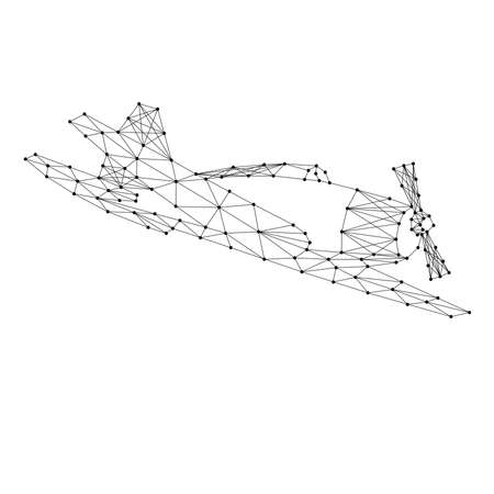 Aircraft screw sports flying, from abstract futuristic polygonal black lines and dots. vector illustration.のイラスト素材
