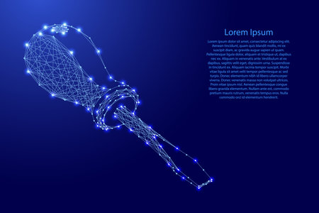 Screwdriver straight-face, manual mounting tool, from futuristic polygonal blue lines and glowing stars for banner, poster, greeting card. Low poly concept. Vector illustration.のイラスト素材