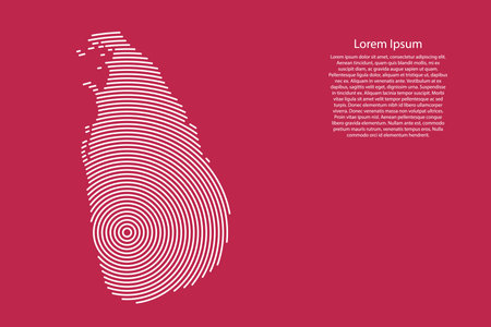 Sri Lanka map from futuristic concentric red circles and glowing stars for banner, poster, greeting cardのイラスト素材
