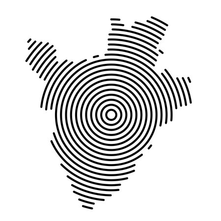 Burundi map country from futuristic concentric black circlesのイラスト素材