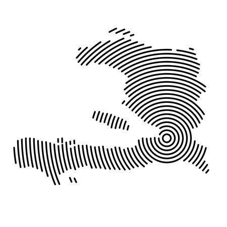 Haiti map country from futuristic concentric black circlesのイラスト素材