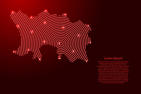 Jersey map from futuristic concentric red circles and glowing stars for banner, poster, greeting cardのイラスト素材