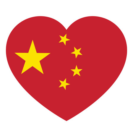 flag of China in form of heart, symbol of loveのイラスト素材