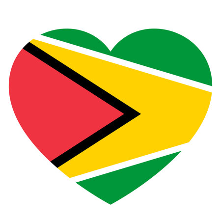 flag of Guyana in form of heart, symbol of loveのイラスト素材