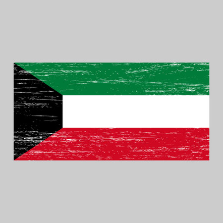 Flag of Kuwait with grunge texture, national symbolのイラスト素材
