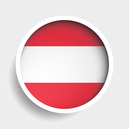 Flag of Austria, round icon with shadow, national symbolのイラスト素材