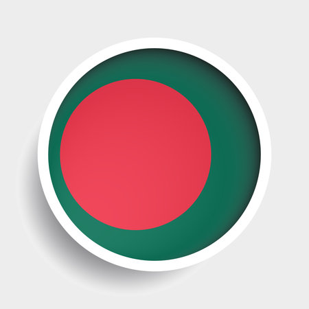 Flag of Bangladesh, round icon with shadow, national symbolのイラスト素材