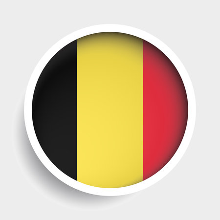 Flag of Belgium, round icon with shadow, national symbolのイラスト素材