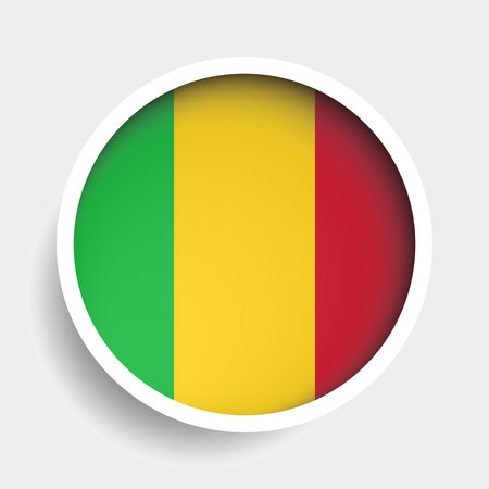 Flag of Mali, round icon with shadow, national symbolのイラスト素材
