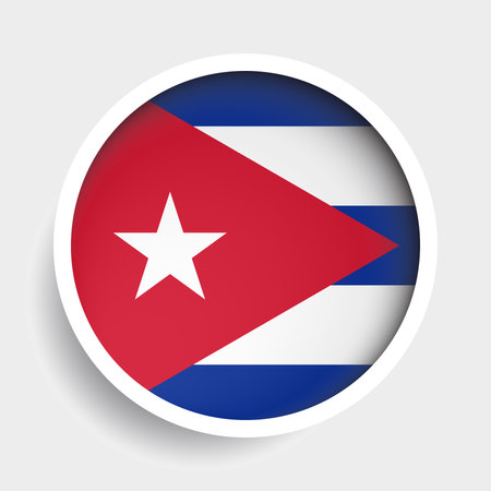 Flag of Cuba, round icon with shadow, national symbolのイラスト素材