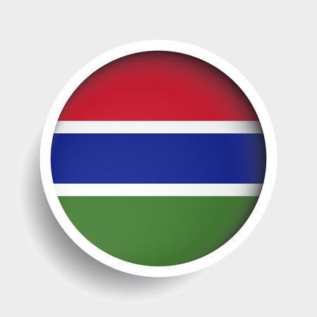 Flag of Gambia, round icon with shadow, national symbolのイラスト素材