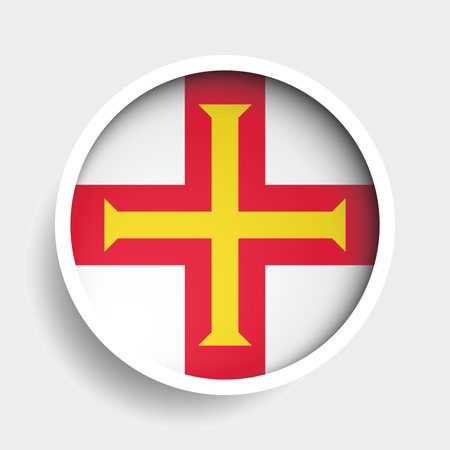 Flag of Guernsey, round icon with shadow, national symbolのイラスト素材