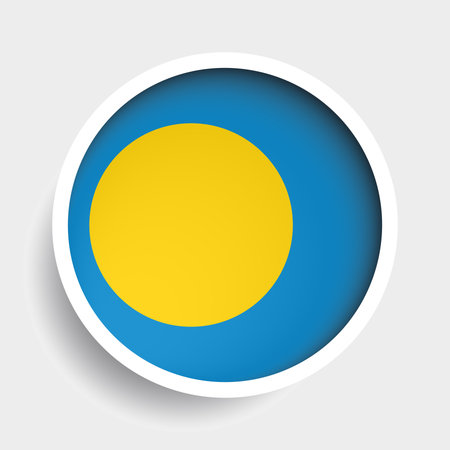 Flag of Palau, round icon with shadow, national symbolのイラスト素材