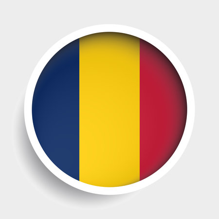 Flag of Chad, round icon with shadow, national symbolのイラスト素材