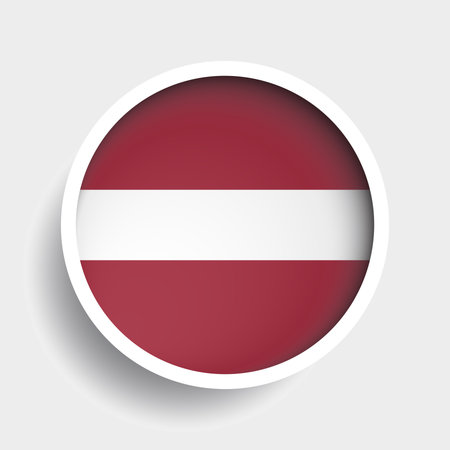 Flag of Latvia, round icon with shadow, national symbolのイラスト素材