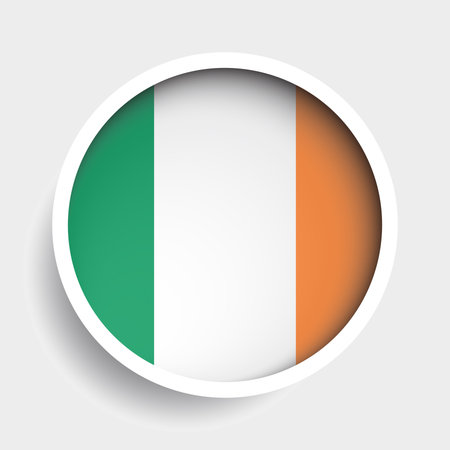 Flag of Ireland, round icon with shadow, national symbolのイラスト素材