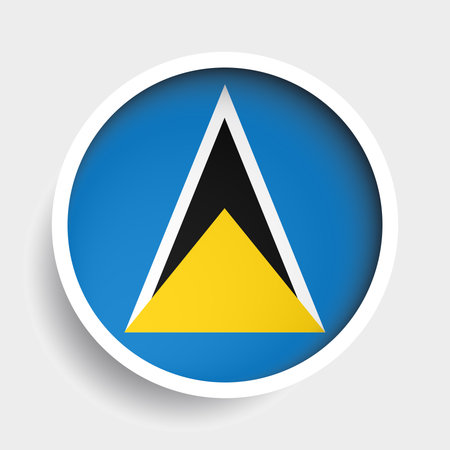 Flag of Saint Lucia, round icon with shadow, national symbolのイラスト素材