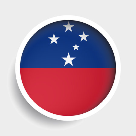 Flag of Samoa, round icon with shadow, national symbolのイラスト素材