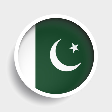 Flag of Pakistan, round icon with shadow, national symbolのイラスト素材