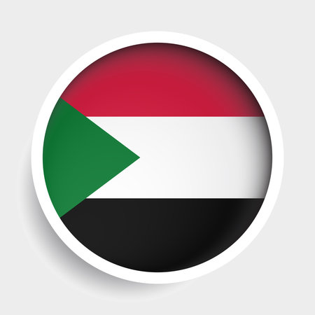 Flag of Sudan, round icon with shadow, national symbolのイラスト素材