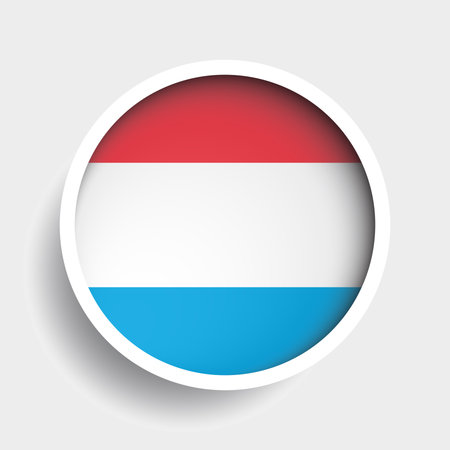 Flag of Luxembourg, round icon with shadow, national symbolのイラスト素材