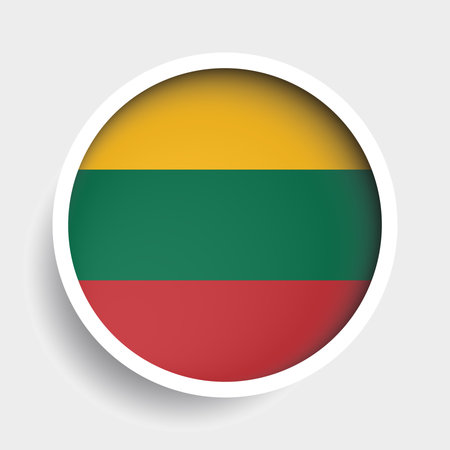 Flag of Lithuania, round icon with shadow, national symbolのイラスト素材