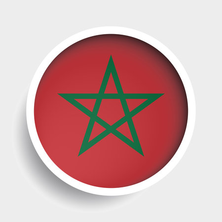Flag of Morocco, round icon with shadow, national symbolのイラスト素材