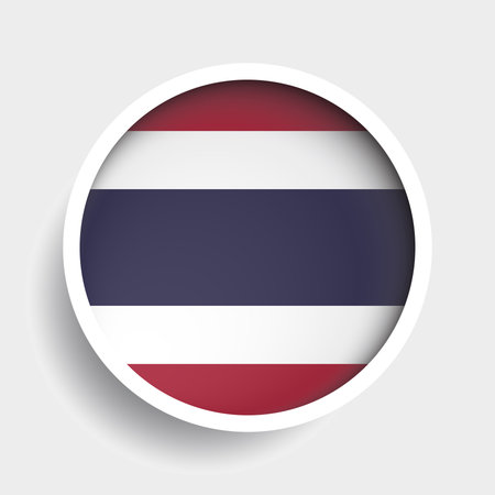 Flag of Thailand, round icon with shadow, national symbolのイラスト素材