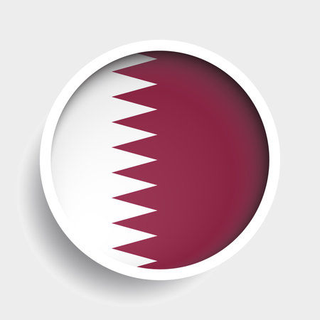 Flag of Qatar, round icon with shadow, national symbolのイラスト素材