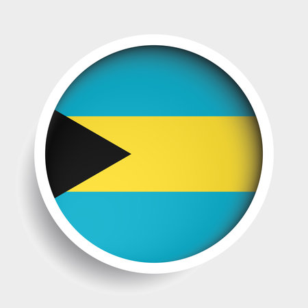 Flag of Bahamas, round icon with shadow, national symbolのイラスト素材