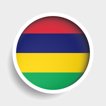 Flag of Mauritius, round icon with shadow, national symbolのイラスト素材