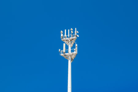 communication tower with wireless Internet antennas
