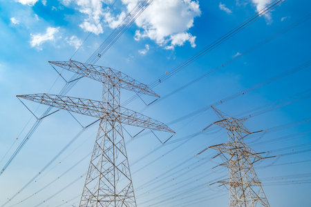 metal truss electric supports with wires