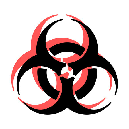 biohazard black icon with red shadowのイラスト素材